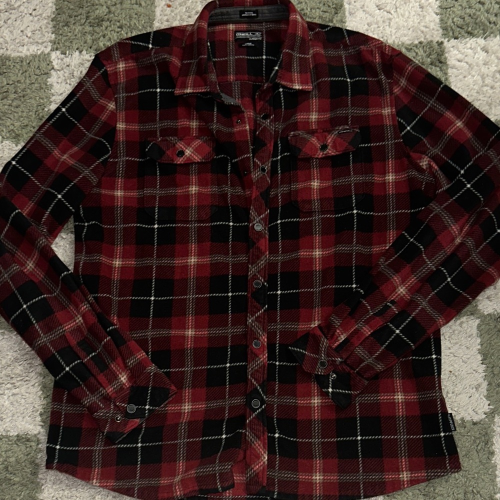 O'Neill Red and Black Plaid Shirt, Size L